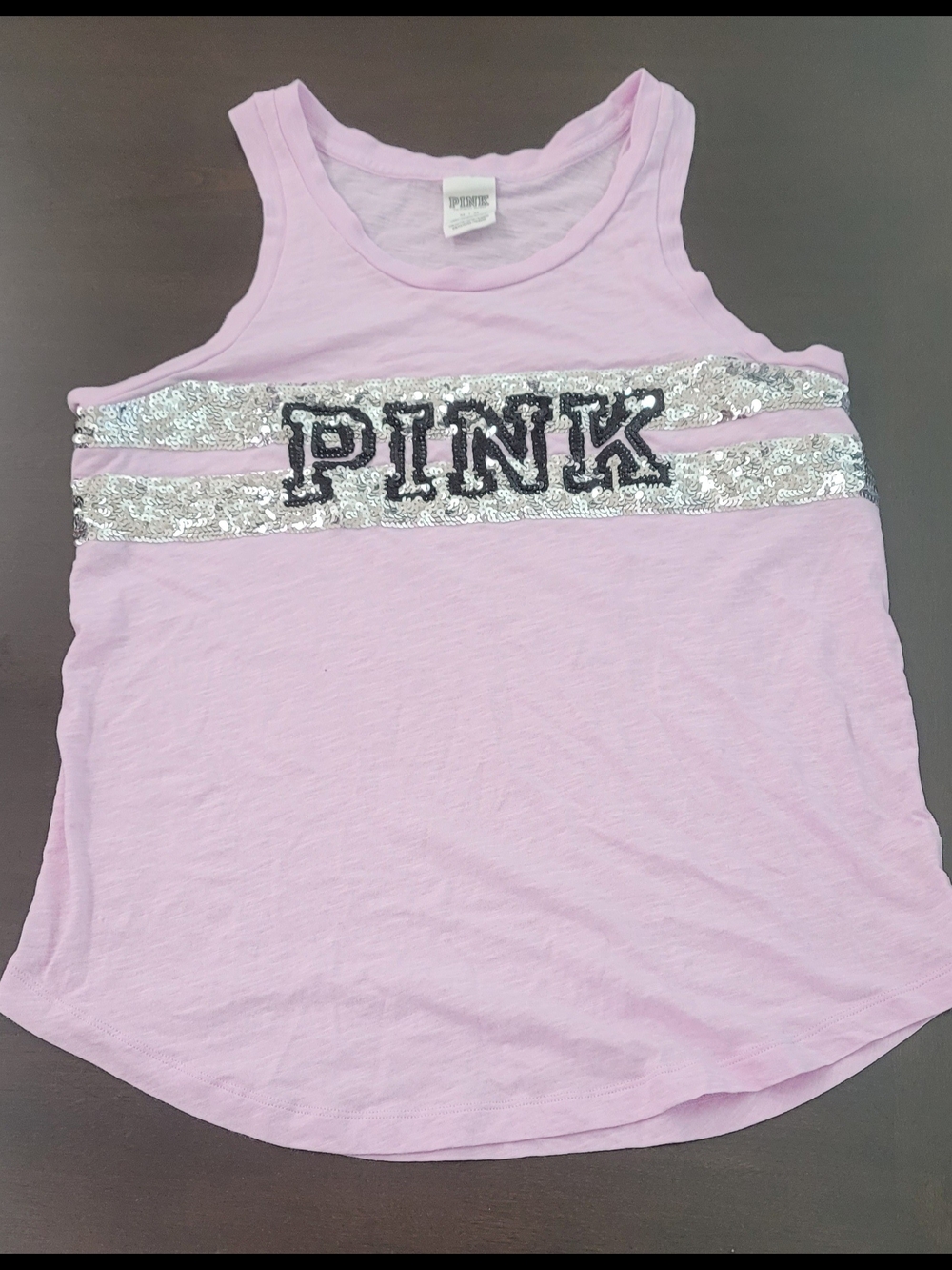 PINK Victoria's Secret Lavender Sequin-Trim Logo Tank